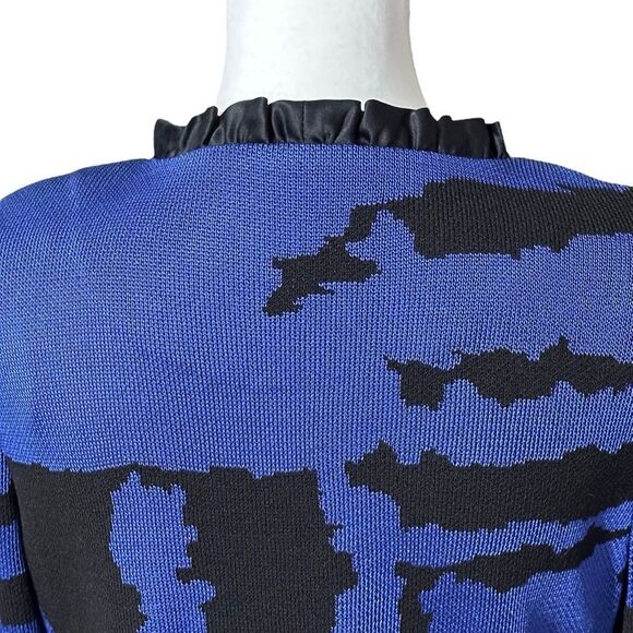 Toula Blue and Black Knit Jacket with Ruffles Sz 6 NWT - Picture 4 of 14